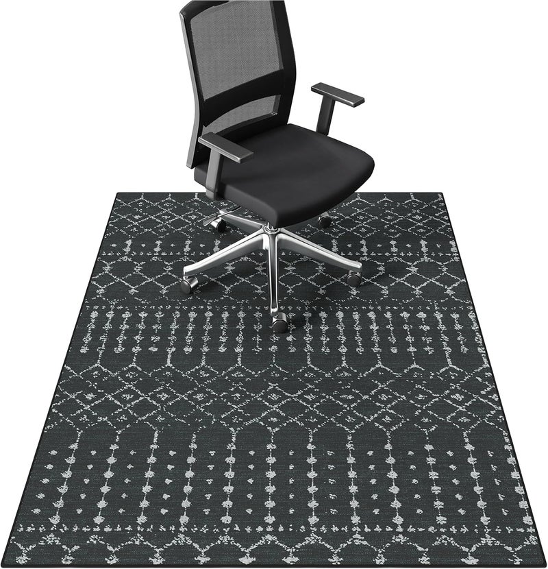 FUNMAT Office Chair Mat for Hardwood & Tile Floors, 55" x 36" Desk Chair Mat, Non-Slip Floor Protector for Rolling Chairs, Machine Washable Area Rug for Home Office, Black - Image 1